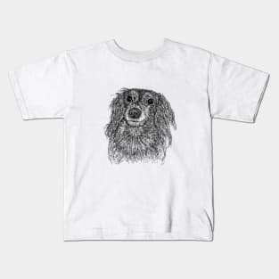 Papillon dog draw with scribble art style Kids T-Shirt